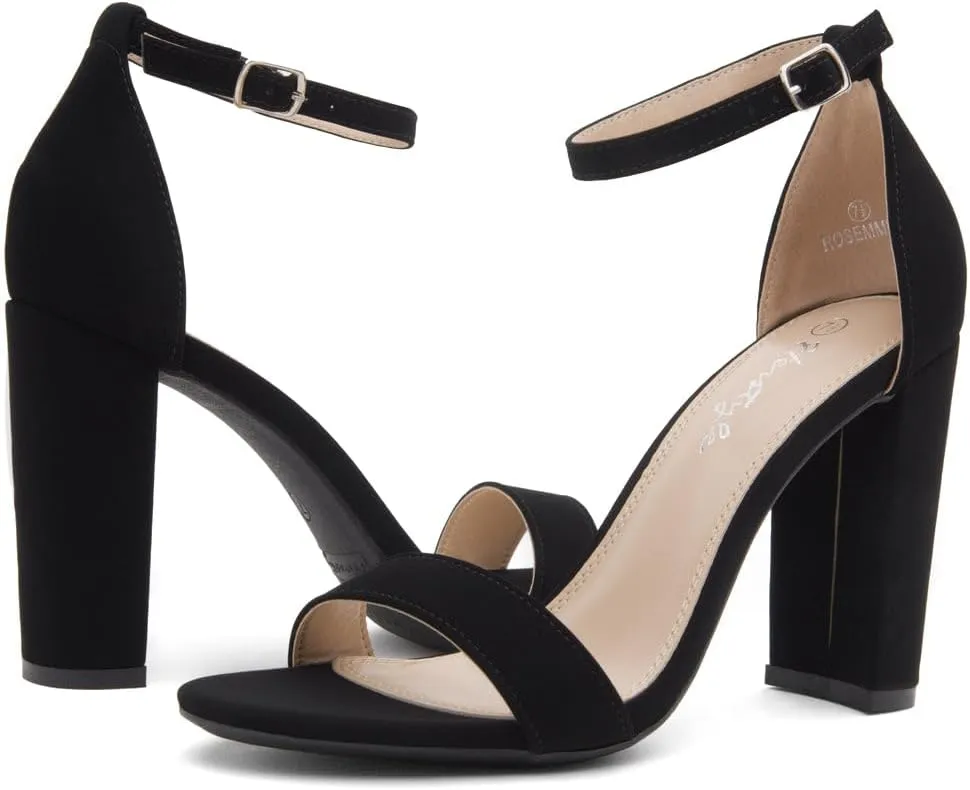 Herstyle Women’s Chunky Block Heels – Open Toe Ankle Strap Sandals, 3.75 Inch High Heels for Wedding, Party & Dressy Occasions – Comfortable Strappy Dress Shoes