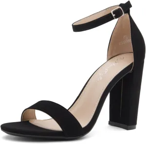 Herstyle Women’s Chunky Block Heels – Open Toe Ankle Strap Sandals, 3.75 Inch High Heels for Wedding, Party & Dressy Occasions – Comfortable Strappy Dress Shoes