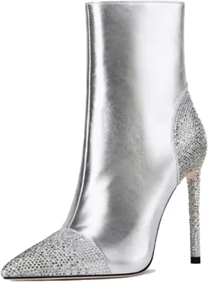 High Heeled Ankle Boots,Women's Rhinestone Decorated Boots,Pointed Stiletto Boots,Classic Elegant Boots
