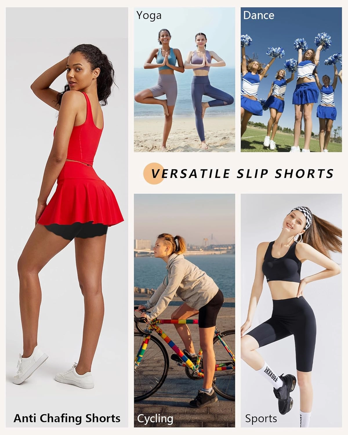 High-Waisted Slip Shorts for Under Dresses Women Anti Chafing Cooling Shorts Seamless Boyshorts with Scalloped Bottom