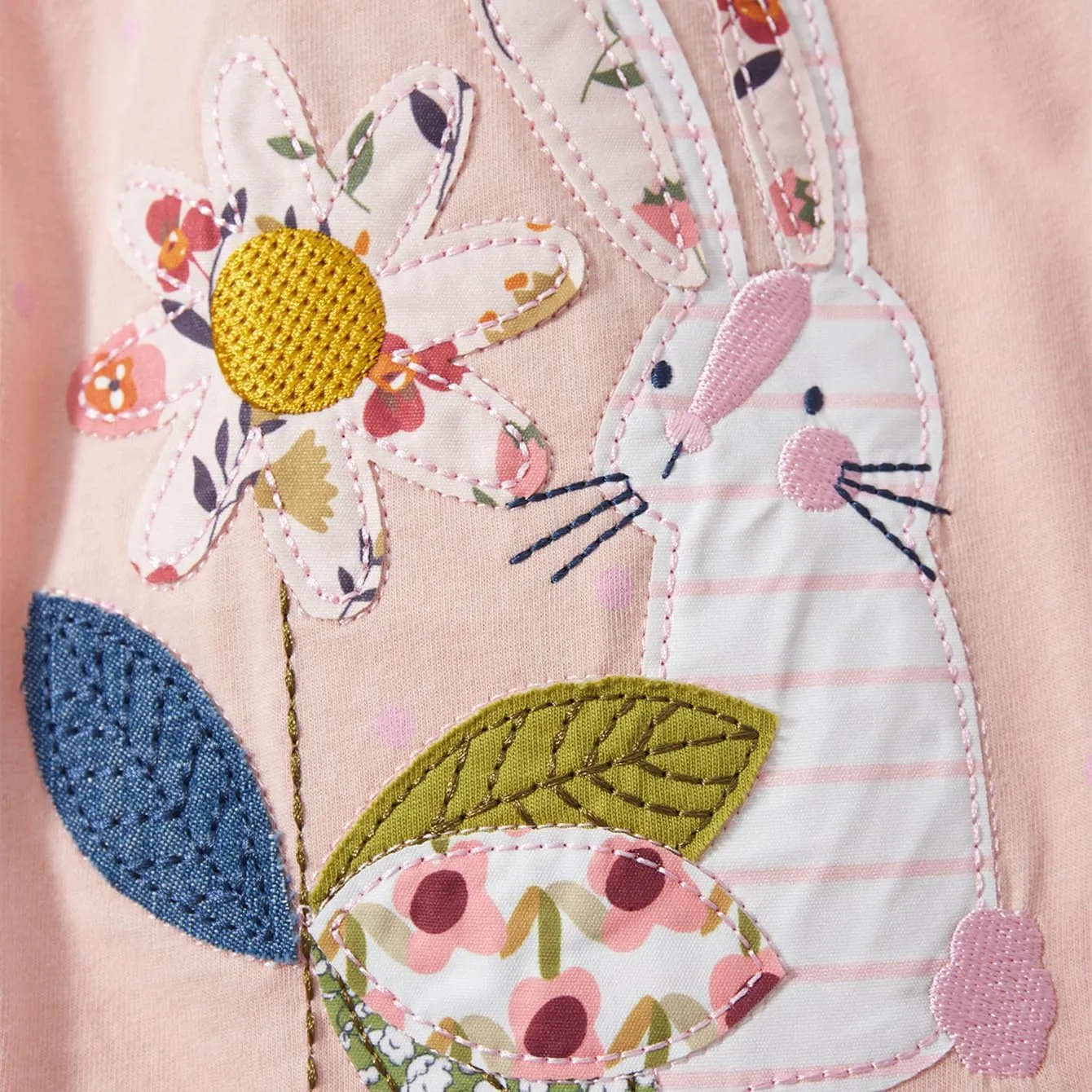 HILEELANG Toddler Girl Short Sleeve Dress Cotton Casual Spring Summer Easter Applique Playwear Dresse Size 2-8 Yeras