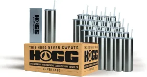 Hogg 20 oz Sublimation Tumblers Clear (24 Units) - Silver, Sublimation Blanks, Bulk Tumblers with Lids and Straws, 20oz Skinny, Blank Cups