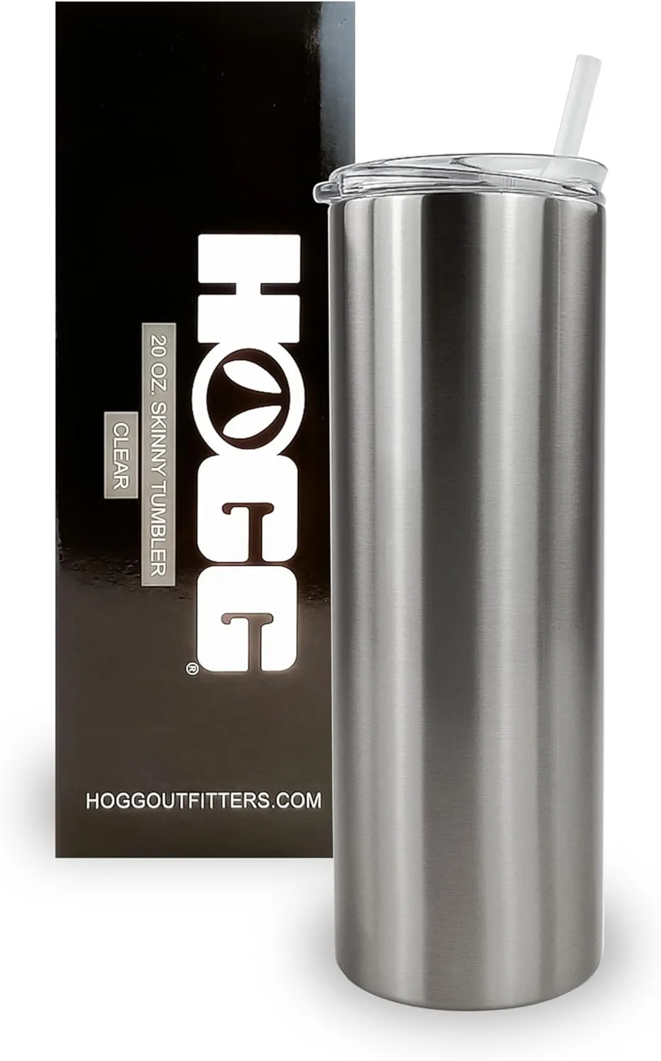 Hogg 20 oz Sublimation Tumblers Clear (24 Units) - Silver, Sublimation Blanks, Bulk Tumblers with Lids and Straws, 20oz Skinny, Blank Cups