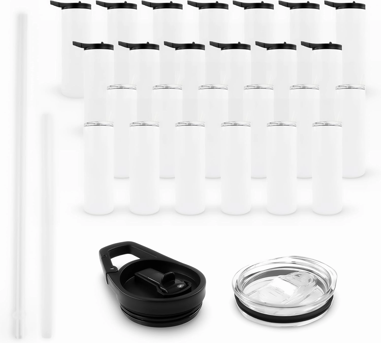 Hogg 20 oz Sublimation Tumblers Duo (25 Units) - Comes with 2 Lids, Sublimation Blanks, Bulk Tumblers with Lids and Straws, 20oz Skinny, Blank Cups