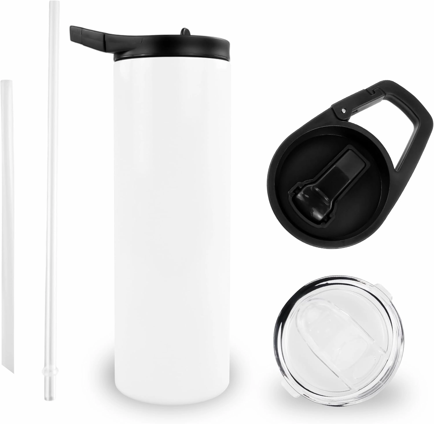 Hogg 20 oz Sublimation Tumblers Duo (25 Units) - Comes with 2 Lids, Sublimation Blanks, Bulk Tumblers with Lids and Straws, 20oz Skinny, Blank Cups