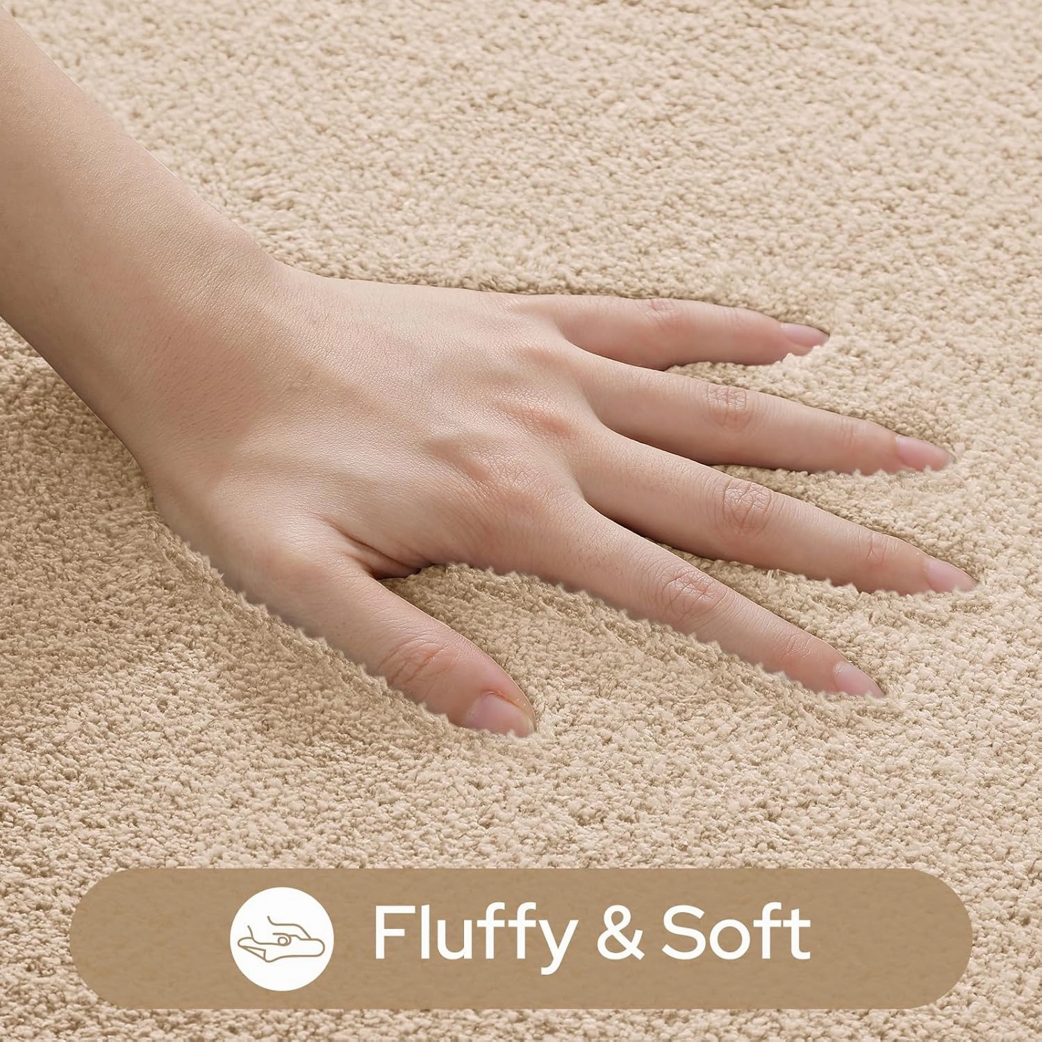 HOMEIDEAS Upgraded Bathroom Rugs Set 3 Piece, Extra Thick Absorbent Soft Memory Foam, Washable Toilet Bath Mat (Beige,17"x24" 20"x32" U Shape 20"x24")