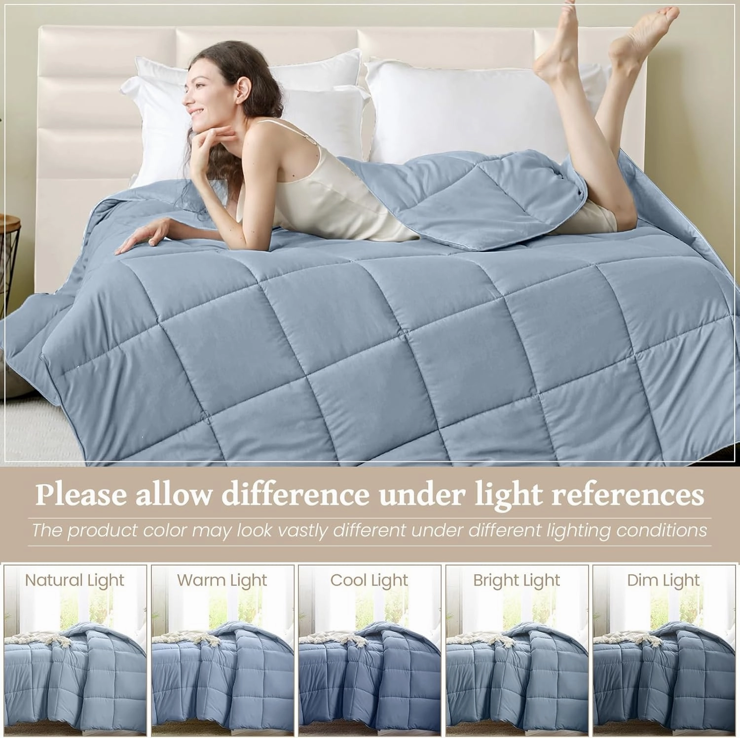 Homelike Moment Comforters Queen Size - Blue Duvet Insert Down Alternative Bed Queen Comforter, Lightweight Bedding Comforters Full Size Quilted Soft All Season Blue
