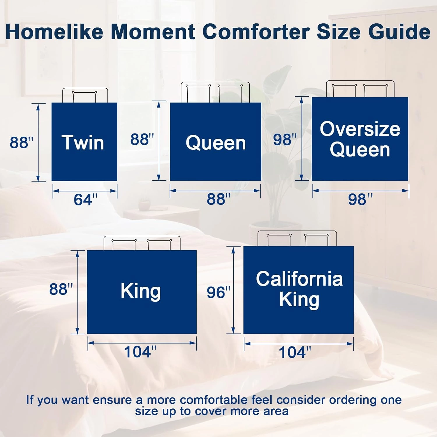 Homelike Moment Comforters Queen Size - Blue Duvet Insert Down Alternative Bed Queen Comforter, Lightweight Bedding Comforters Full Size Quilted Soft All Season Blue