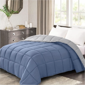 Homelike Moment Comforters Queen Size - Blue Duvet Insert Down Alternative Bed Queen Comforter, Lightweight Bedding Comforters Full Size Quilted Soft All Season Reversible Blue/Grey