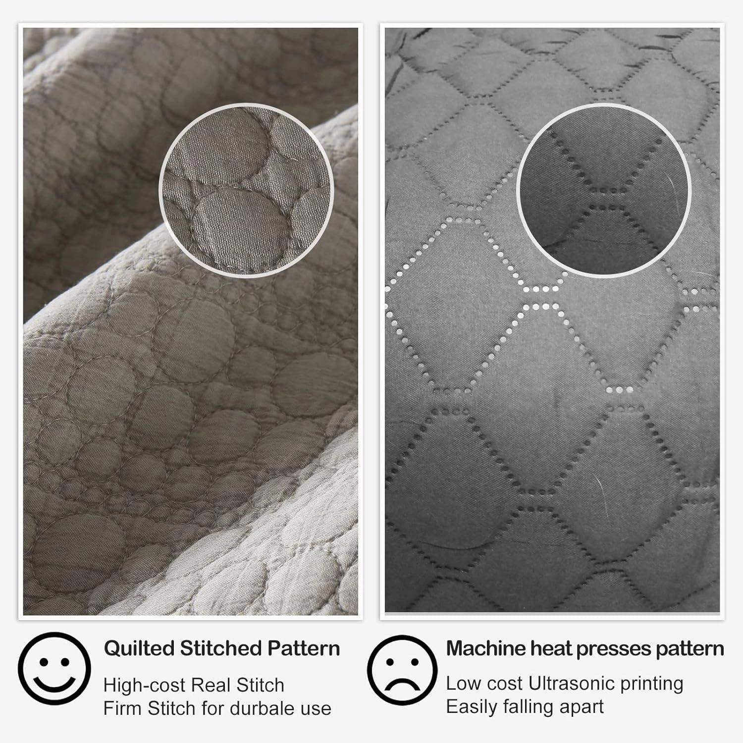 HORIMOTE HOME Quilt Set King Size Beige, Classic Geometric Spots Stitched Pattern, Stone-Washed Microfiber Chic Rustic Look, Ultra Soft Lightweight Quilted Bedspread for All Season, 3 Pieces