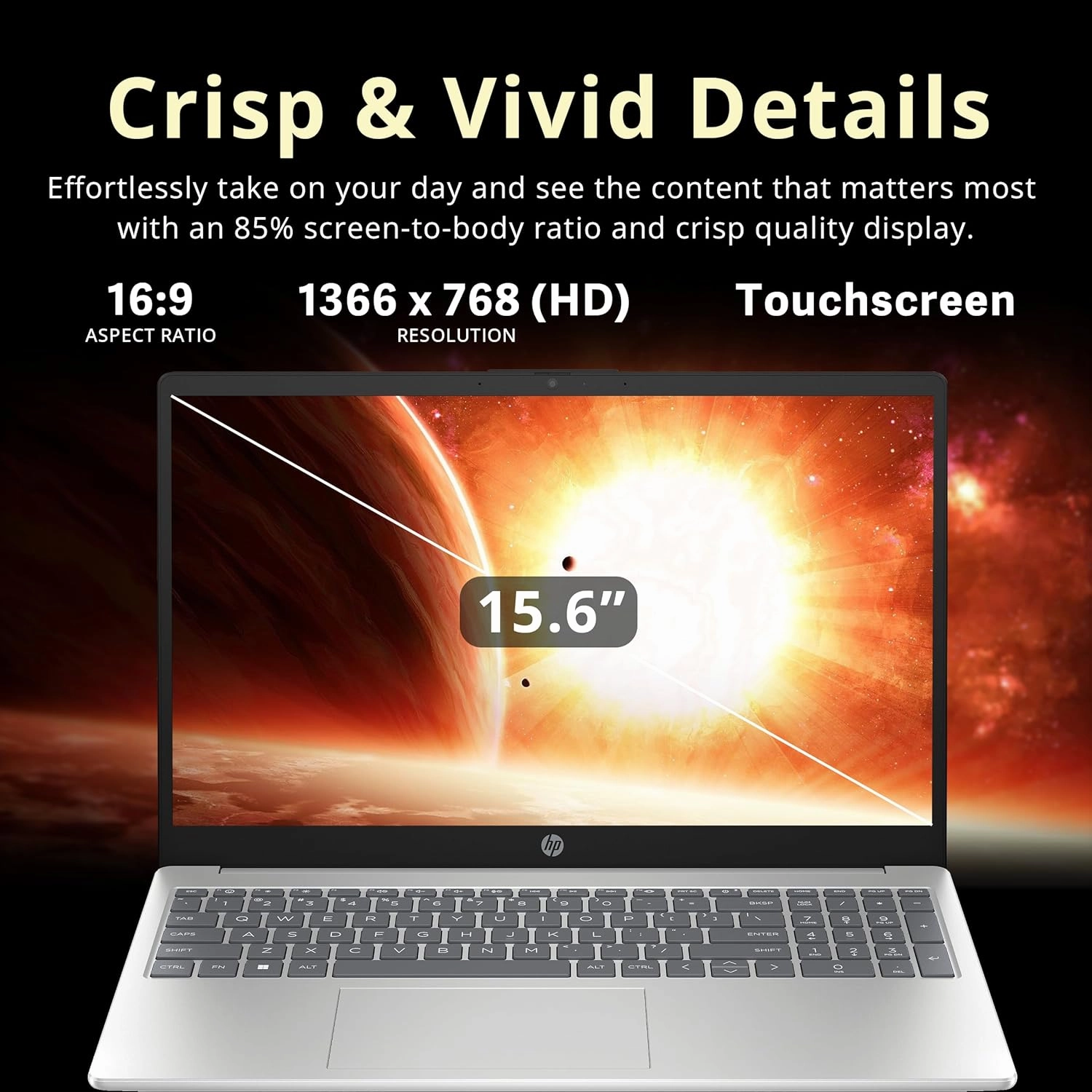 HP 15.6" HD Touchscreen Laptop, Intel i3-1215U, 8GB RAM, 256GB PCIe SSD, Intel UHD Graphics, Num Pad, HD Webcam, Fast Charge, Win 11, Silver, 128GB Hotface USB Card
