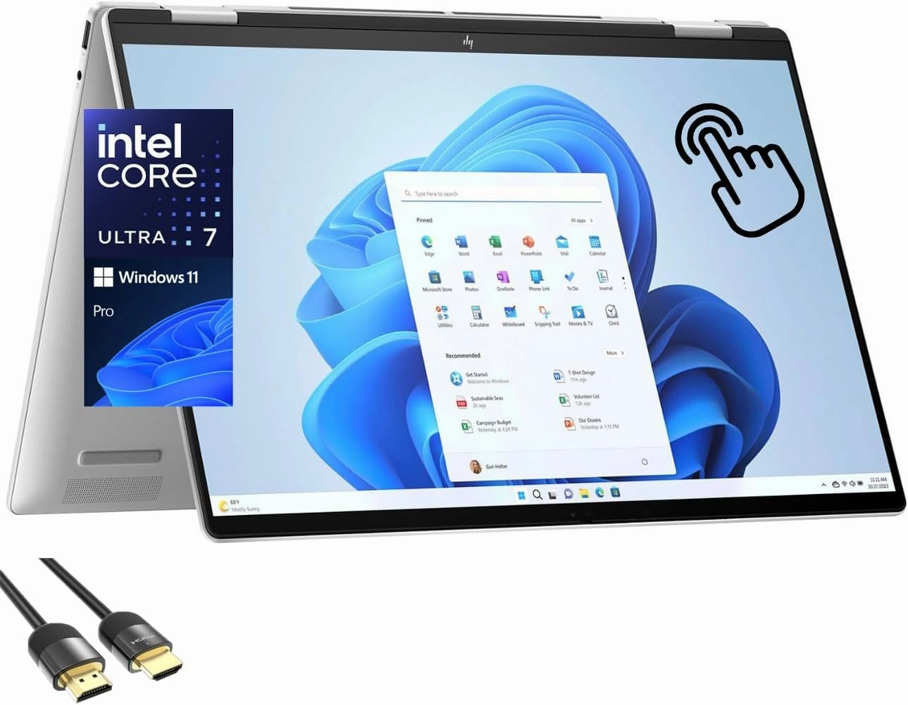 HP Envy 2-in-1 Laptop, 16" WUXGA IPS Wide Ultra Touchscreen Display, Intel Core Ultra 7 155U (Up to 4.8GHz), 16GB DDR5, 1TB PCIe SSD, Backlit KB, TB 4, WiFi 6E, Webcam, PDG HDMI Cable, Win 11 Pro