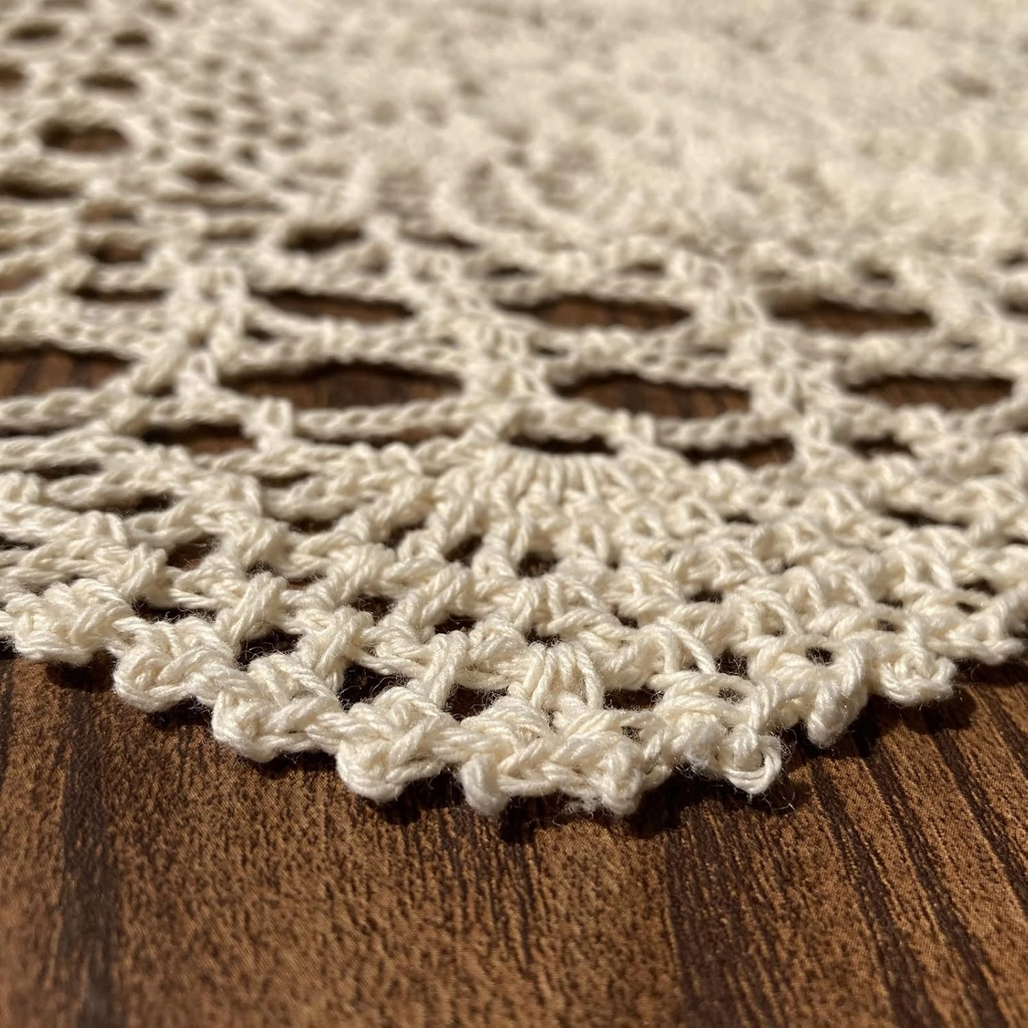 Hsvanyr 47inches Beige Coffee Table Cover Handmade Crochet Table Cloth Doilies Dining Room Mats, for Farmhouse Kitchen Dining Restaurant Home Tabletop Decor