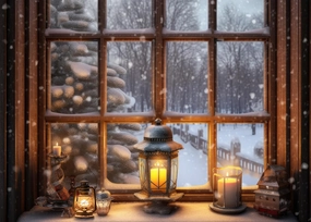 HUADADA Jigsaw Puzzles for Adults 1000 Pieces, Window in Winter with Poster Interlock Perfectly Letter on Back No Dust, Home Decor Birthday Party Gift Toy for Men Women Elders Seniors (27.5"x19.6")