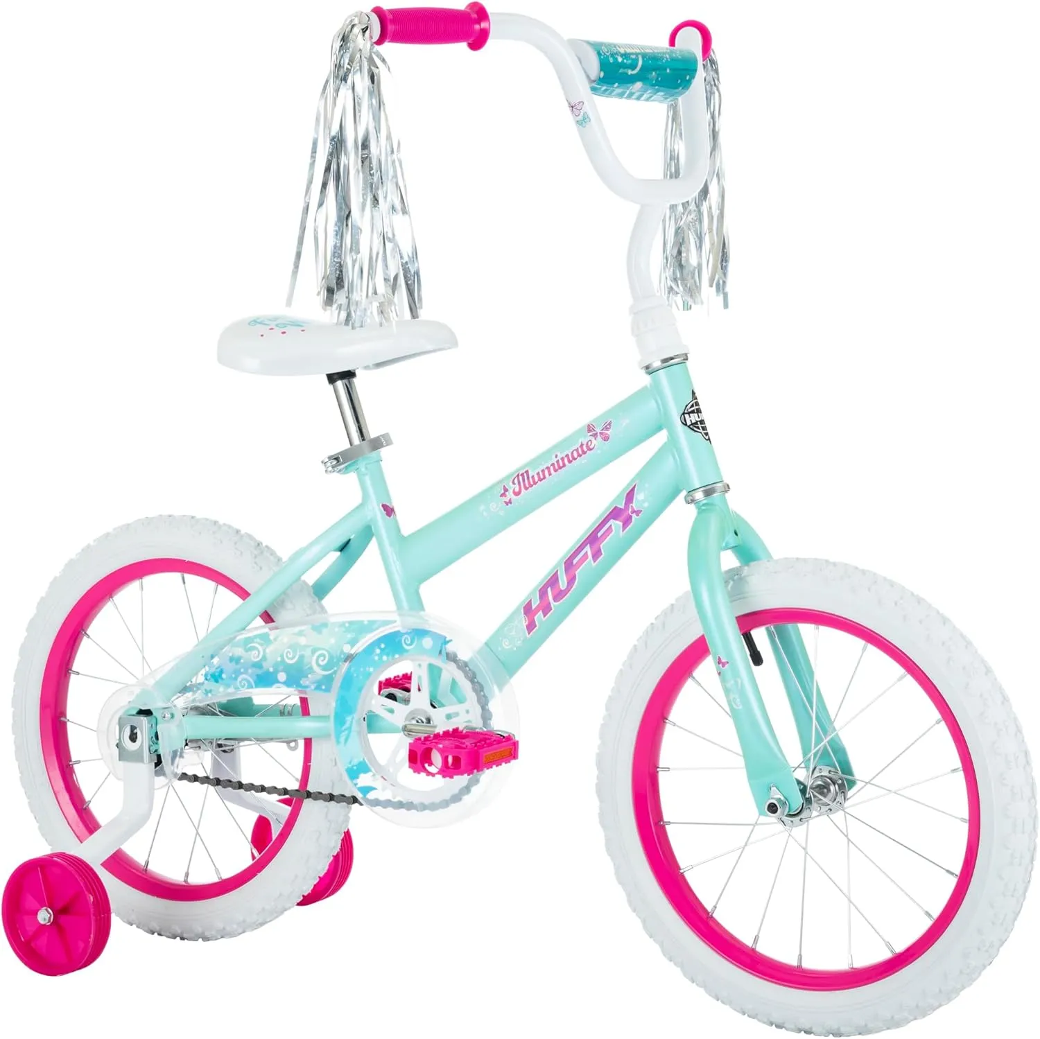 Huffy Illuminate Bike for Girls, 12/16/20 Inch Size Options, Ages 3  Years Old, Removable Training Wheels (12" and 16" Only), Multiple Color Options, Easy Assembly, Streamers, Adjustable Seat, Durable