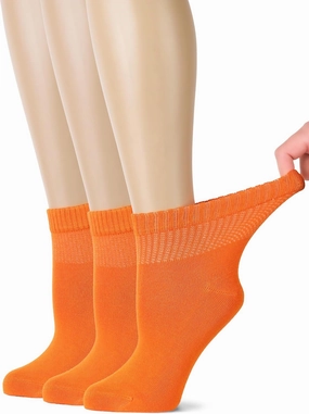 Hugh Ugoli Women's Bamboo Diabetic Ankle Socks, Super Soft Seamless Toe Non Binding, Wide, Loose Fit & Stretchy, 3 Pairs