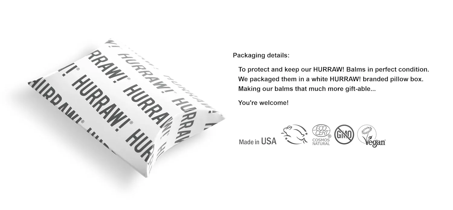 Hurraw! Mint Lip Balm, 3 Pack: Organic, Certified Vegan, Cruelty and Gluten Free. Non-GMO, 100% Natural Ingredients. Bee, Shea, Soy and Palm Free. Made in USA