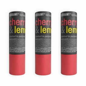 Hurraw! Cherry & Lemon Lip Balm, 3 Pack: Plastic-Free with new cardboard push-up tube. Certified Organic, All Natural Origin, Vegan & Cruelty Free. Gluten Free. Bee, Shea, Soy & Palm Free. Made in USA