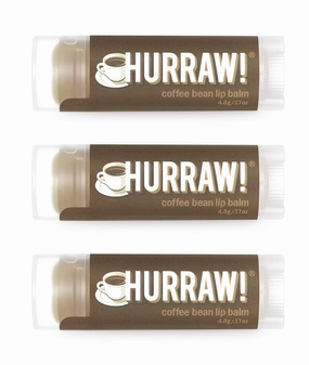 Hurraw! Coffee Bean Lip Balm, 3 Pack: Organic, Certified Vegan, Cruelty and Gluten Free. Non-GMO, 100% Natural Ingredients. Bee, Shea, Soy and Palm Free. Made in USA