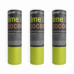 Hurraw! Lime & Coconut Lip Balm, 3 Pack: Plastic-Free with new cardboard push-up tube. Certified Organic, All Natural Origin, Vegan & Cruelty Free. Gluten Free. Bee, Shea, Soy & Palm Free. Made in USA