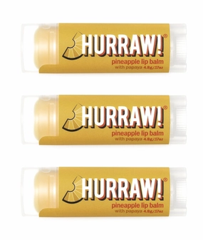Hurraw! Pineapple Lip Balm, 3 Pack: Organic, Certified Vegan, Cruelty and Gluten Free. Non-GMO, 100% Natural Ingredients. Bee, Shea, Soy and Palm Free. Made in USA