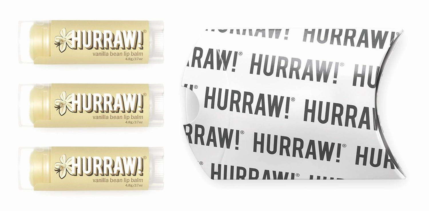 Hurraw! Vanilla Bean Lip Balm, 3 Pack: Organic, Certified Vegan, Cruelty and Gluten Free. Non-GMO, 100% Natural Ingredients. Bee, Shea, Soy and Palm Free. Made in USA