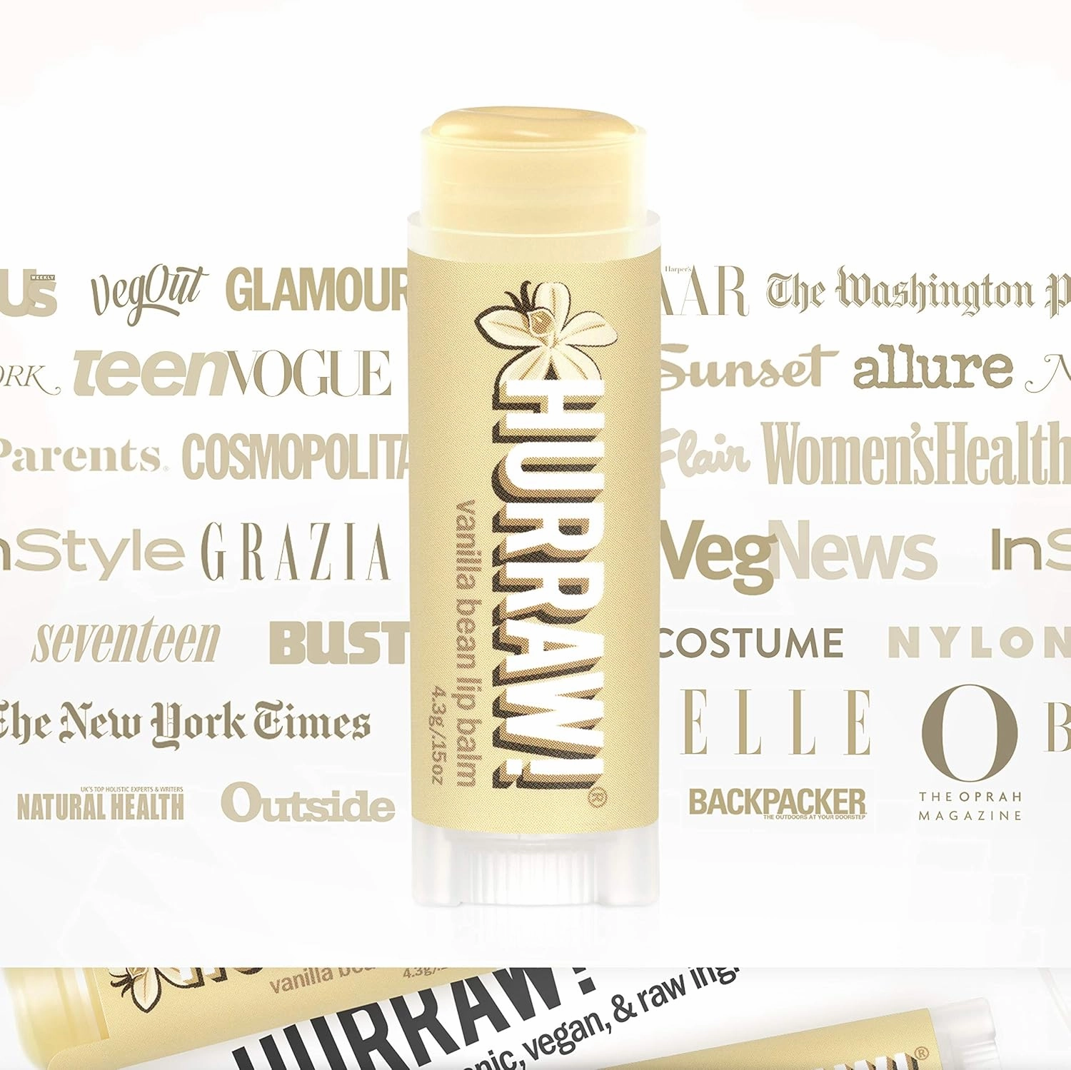 Hurraw! Vanilla Bean Lip Balm, 3 Pack: Organic, Certified Vegan, Cruelty and Gluten Free. Non-GMO, 100% Natural Ingredients. Bee, Shea, Soy and Palm Free. Made in USA