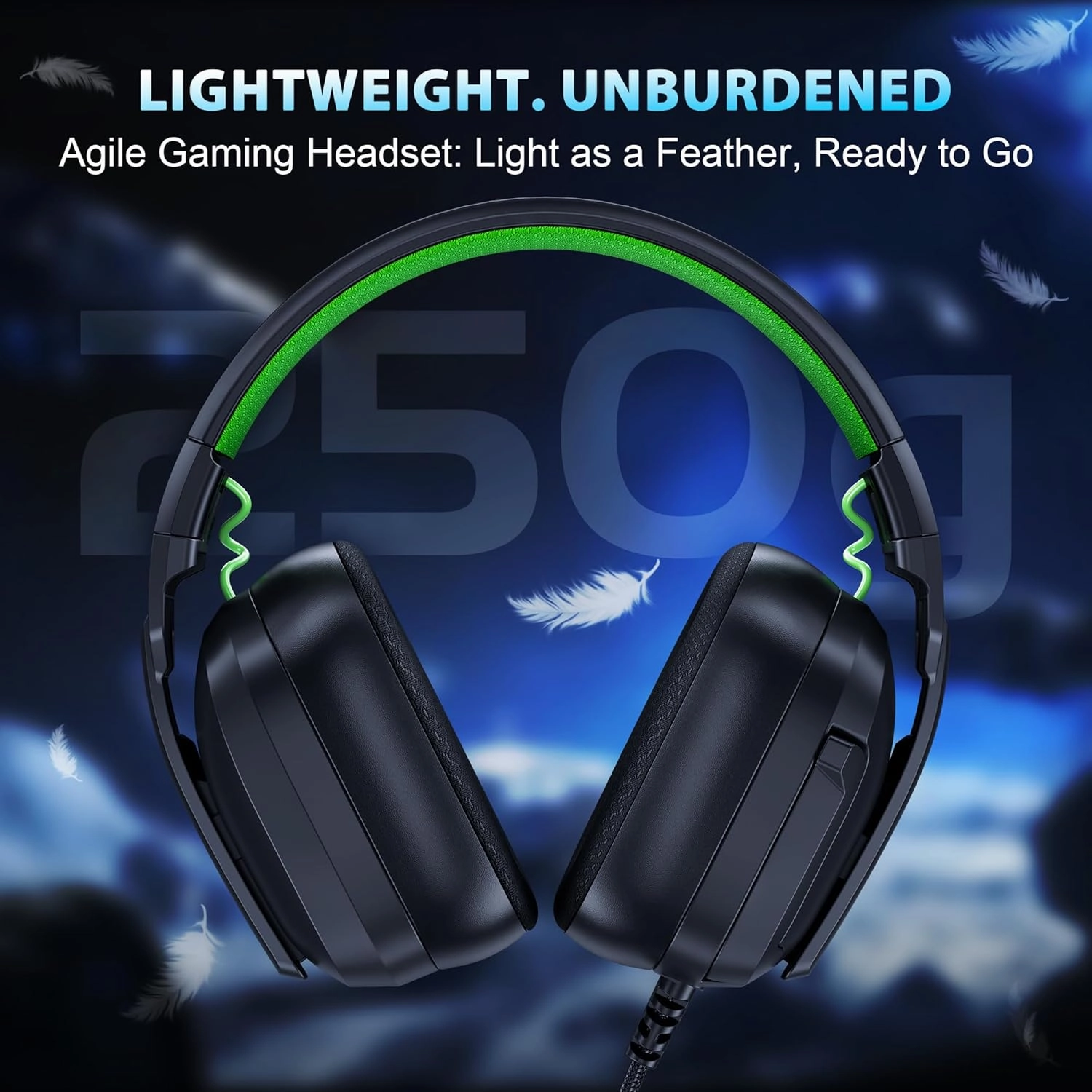 HW11 Gaming Headset for PS4,PS5,Xbox Series X,PC,Switch,Gaming Headphones with Noise Canceling Microphone,Stereo Sound,Folding Design,3.5mm Audio Jack (Black/Green)