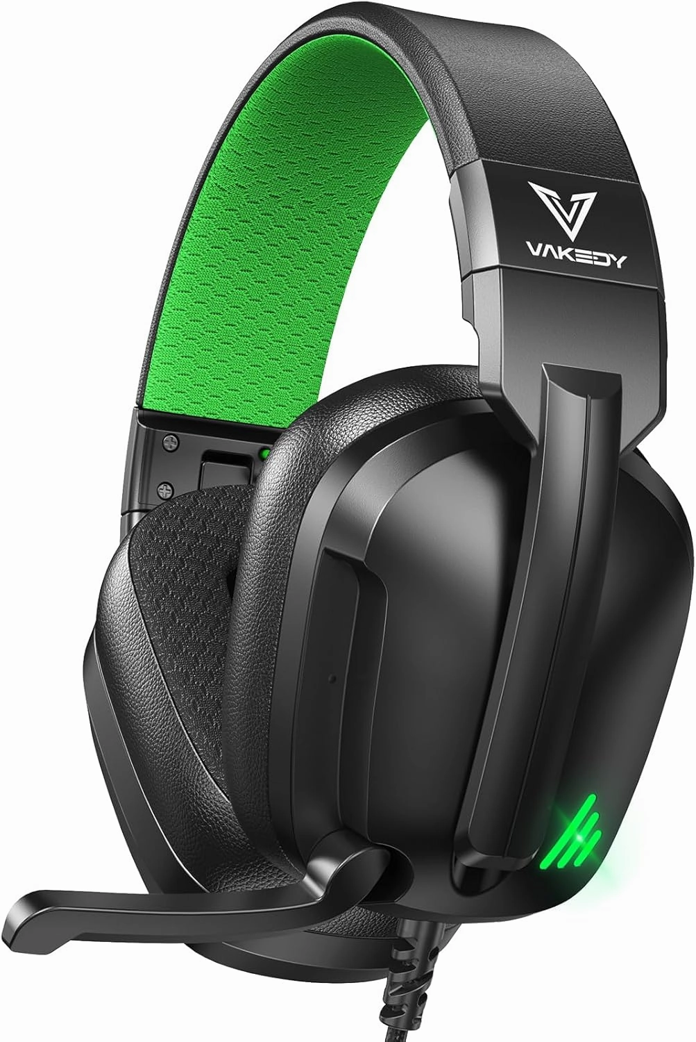 HW11 Gaming Headset for PS4,PS5,Xbox Series X,PC,Switch,Gaming Headphones with Noise Canceling Microphone,Stereo Sound,Folding Design,3.5mm Audio Jack (Black/Green)