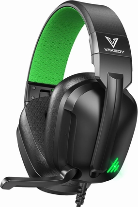 HW11 Gaming Headset for PS4,PS5,Xbox Series X,PC,Switch,Gaming Headphones with Noise Canceling Microphone,Stereo Sound,Folding Design,3.5mm Audio Jack (Black/Green)