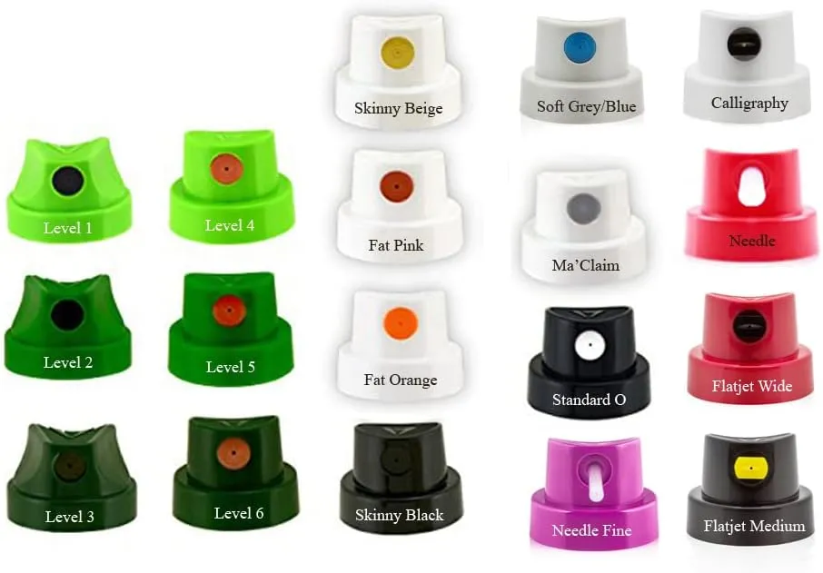 Hyatt's Spray Paint Caps Compatible with Montana Cans | Master Cap Set Includes 18 Caps