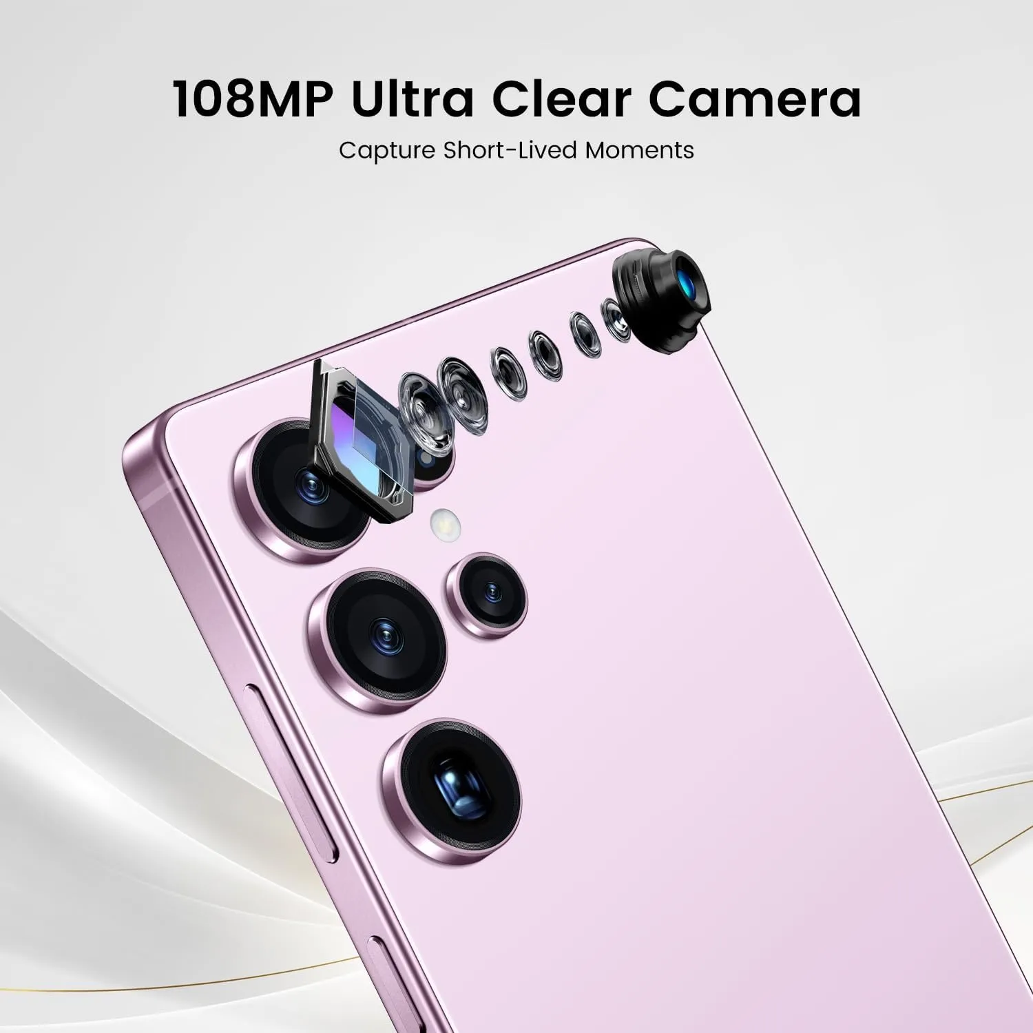 I25 Ultra Smartphone 8 256GB 6.99" FHD  Display | Snapdragon 8 Gen 3 | Android 14 | 7000mAh Battery,Android 14 with Stylus Pen & Dual Unlock/Face/Fingerprint (Pink)