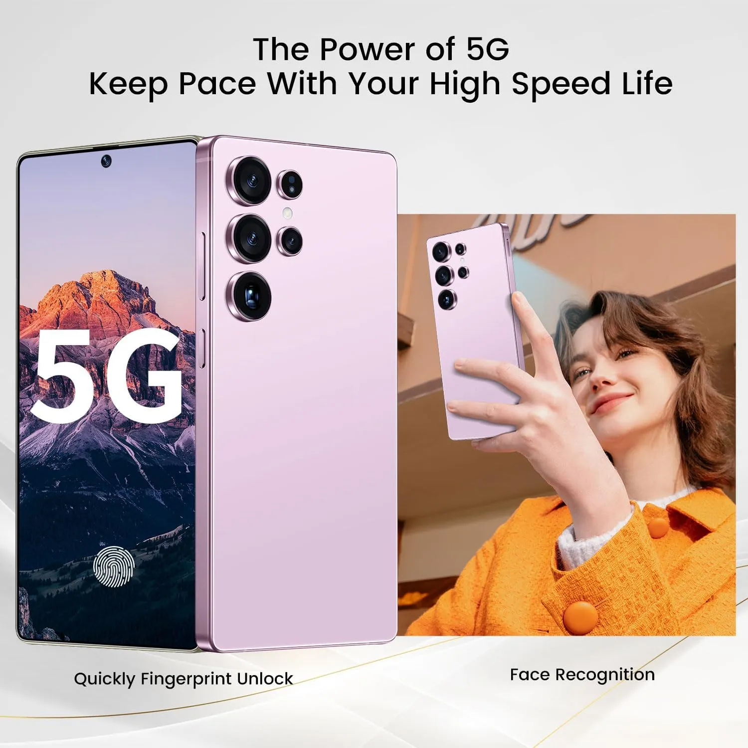 I25 Ultra Smartphone 8 256GB 6.99" FHD  Display | Snapdragon 8 Gen 3 | Android 14 | 7000mAh Battery,Android 14 with Stylus Pen & Dual Unlock/Face/Fingerprint (Pink)