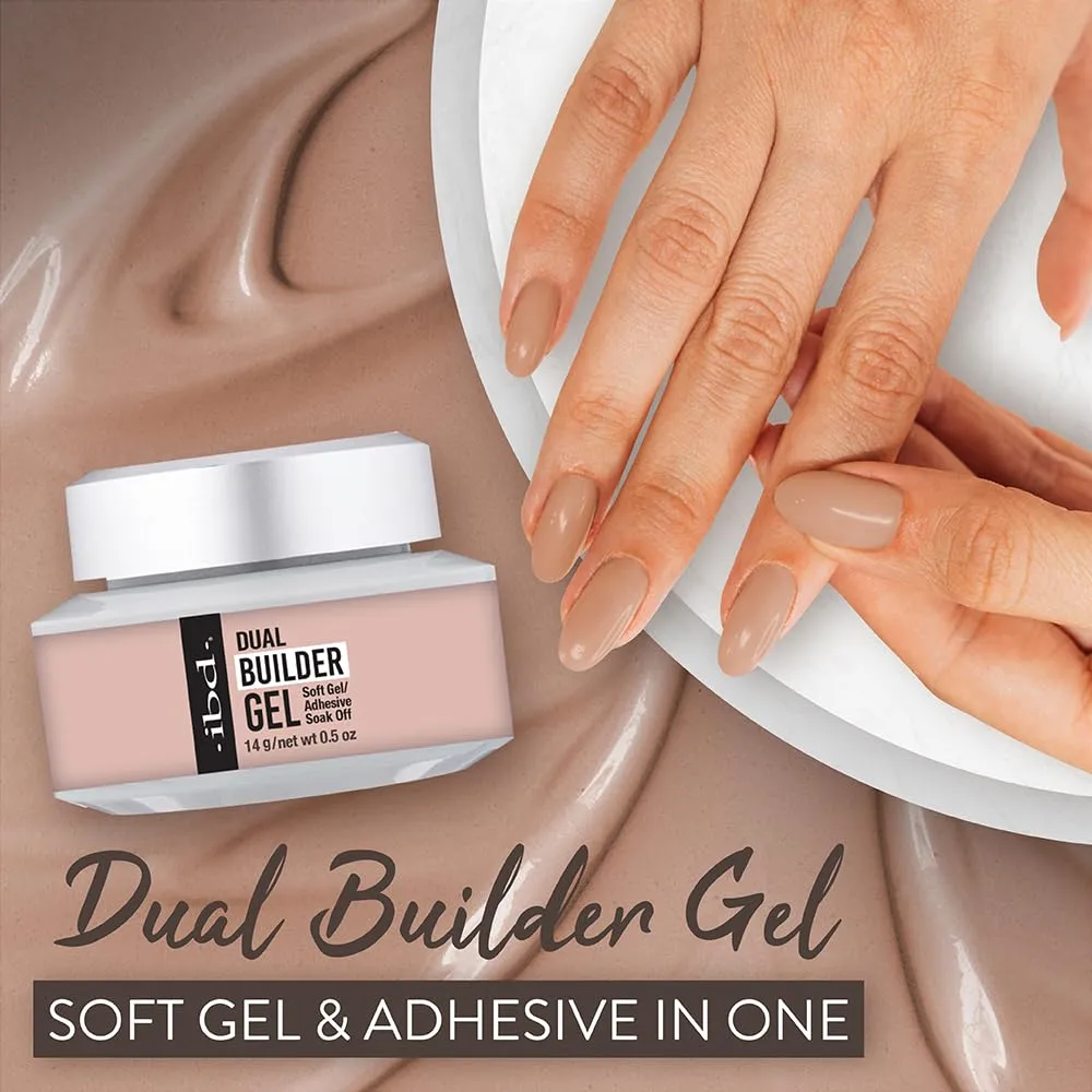 ibd Dual Builder Gel in Barely Nude, Soft Gel/Adhesive, Easy Soak Off, 0.5 oz