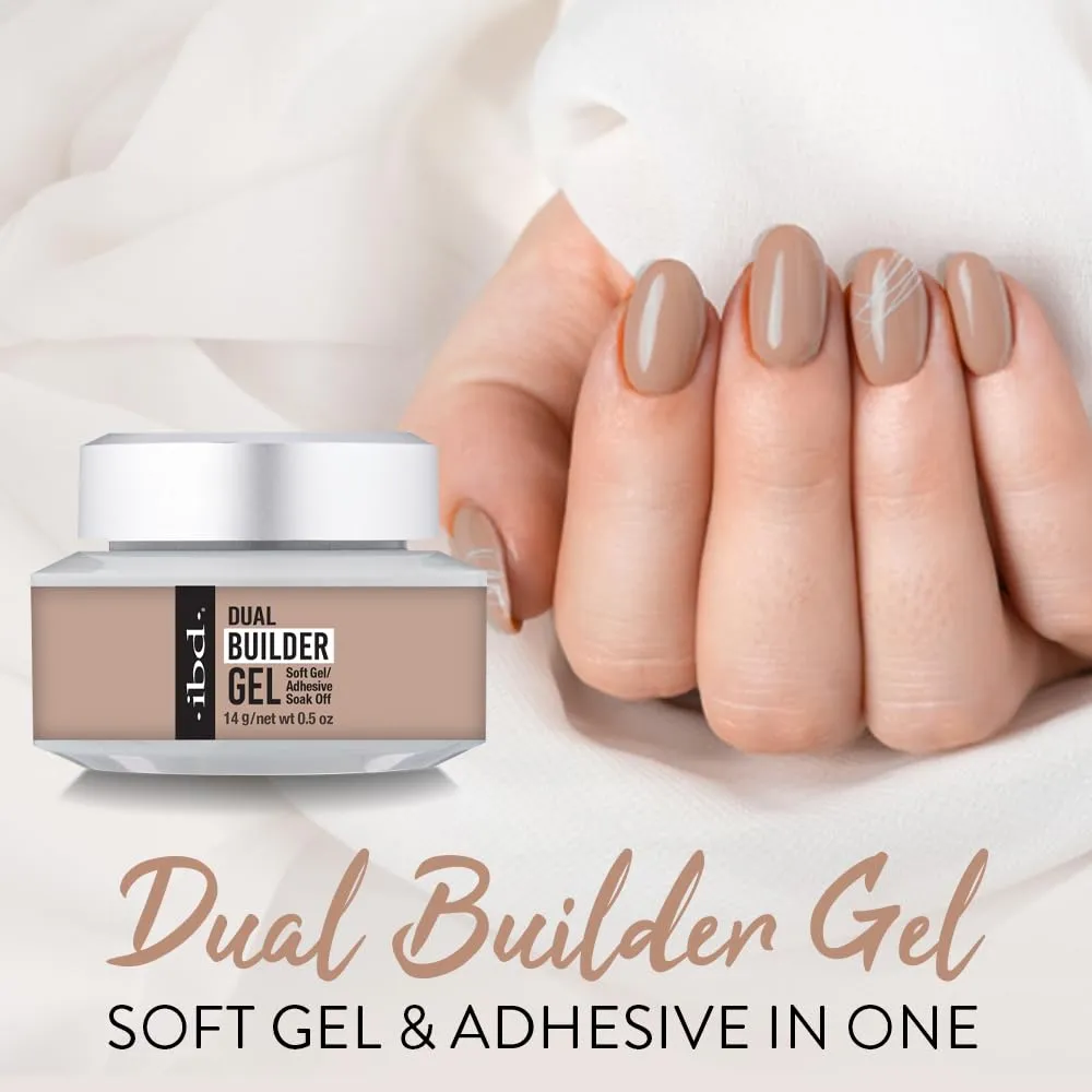 IBD Dual Builder Gel, Soft Gel and Adhesive, UV/Led Curable, Cool Nude 0.5 oz
