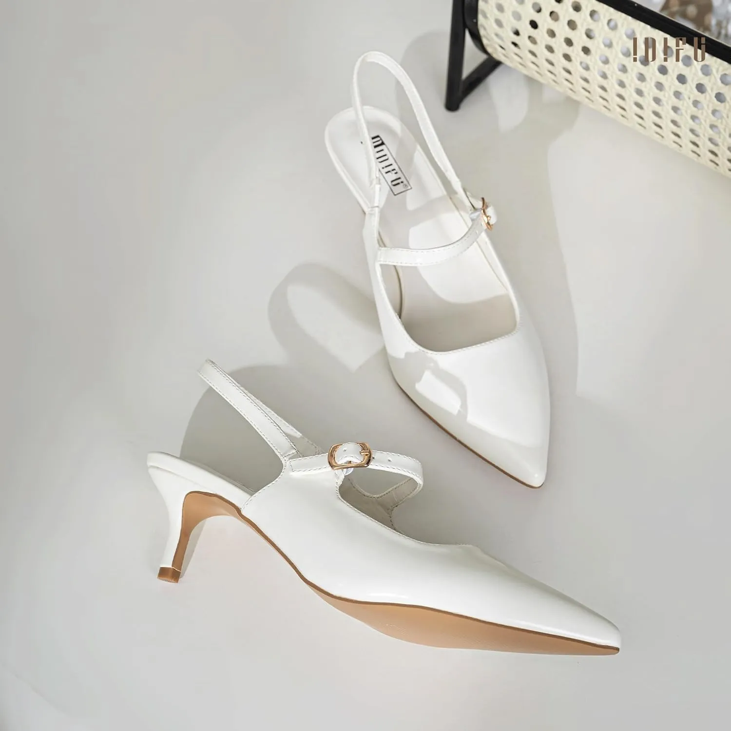 IDIFU IN2 Low Kitten Slingback Closed Toe Heels Pumps Wedding Bridal Prom Party Work Office Dress Shoes for Women Comfortable Dressy Formal Short Small Pointed Toe Heels