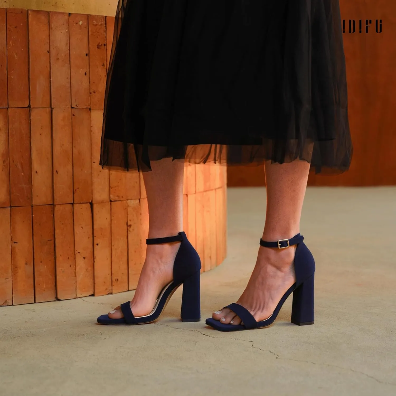 IDIFU IN4 Chunky High Heels for Women Block Thick Square Open Toe Ankle Strap Heeled Sandals Wedding Bride Prom Dance Graduation Dress Shoes Comfortable Sexy Cute Trendy Summer Casual Dressy Heels
