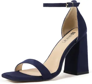 IDIFU IN4 Chunky High Heels for Women Block Thick Square Open Toe Ankle Strap Heeled Sandals Wedding Bride Prom Dance Graduation Dress Shoes Comfortable Sexy Cute Trendy Summer Casual Dressy Heels