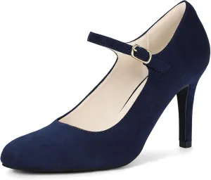 IDIFU IN4 Mary Jane Shoes Closed Toe High Heels Women's Pumps Comfortable Stiletto Ankle Strap Round Toe Dress Shoes for Women Wedding Bridal Work Vintage Classic Pumps Shoes