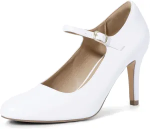 IDIFU IN4 Mary Jane Shoes Closed Toe High Heels Women's Pumps Comfortable Stiletto Ankle Strap Round Toe Dress Shoes for Women Wedding Bridal Work Vintage Classic Pumps Shoes