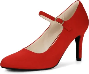 IDIFU IN4 Mary Jane Shoes Closed Toe High Heels Women's Pumps Comfortable Stiletto Ankle Strap Round Toe Dress Shoes for Women Wedding Bridal Work Vintage Classic Pumps Shoes