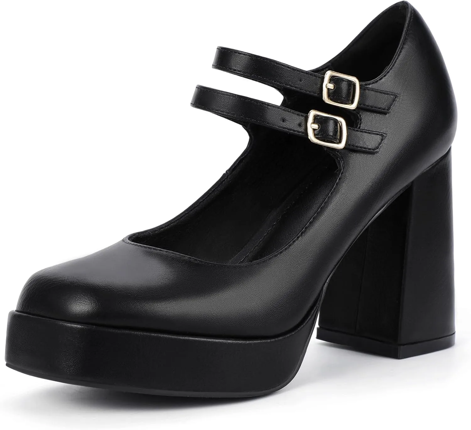 IDIFU IN4 Mary Jane Shoes Platform Chunky High Heels Closed Toe Dress Shoes for Women Wedding Work Business Homecoming Party Shoes Comfortable Casual Dressy Square Toe Heels Pumps