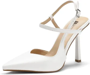 IDIFU IN4 Slingback Heels for Women Stiletto High Pumps Pointed Closed Toe Strappy Sexy Heels Women's Dress Shoes for Bride Wedding Prom Night Dressy Comfortable Ankle Strap Pumps