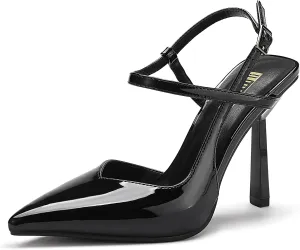 IDIFU IN4 Slingback Heels for Women Stiletto High Pumps Pointed Closed Toe Strappy Sexy Heels Women's Dress Shoes for Bride Wedding Prom Night Dressy Comfortable Ankle Strap Pumps