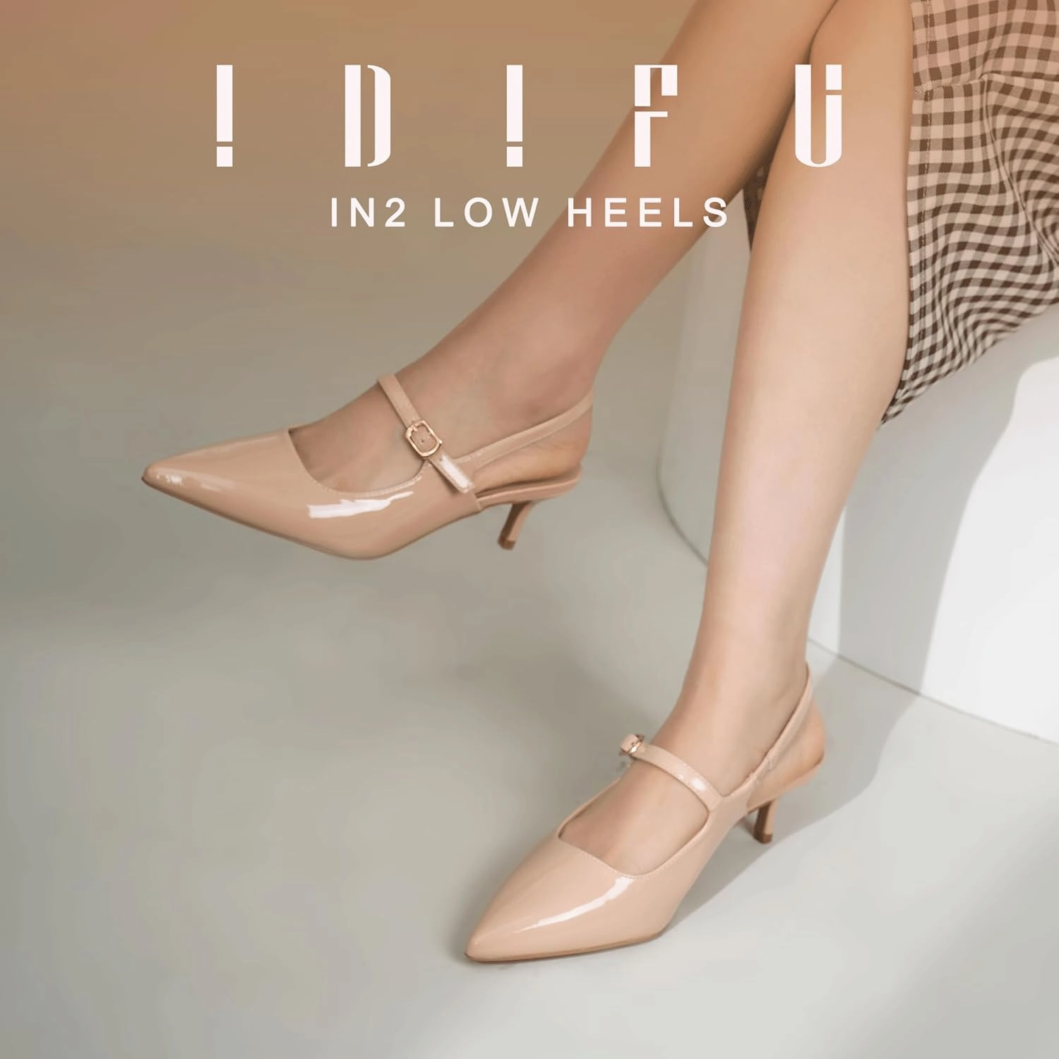 IDIFU IN2 Low Kitten Slingback Closed Toe Heels Pumps Wedding Bridal Prom Party Work Office Dress Shoes for Women Comfortable Dressy Formal Short Small Pointed Toe Heels