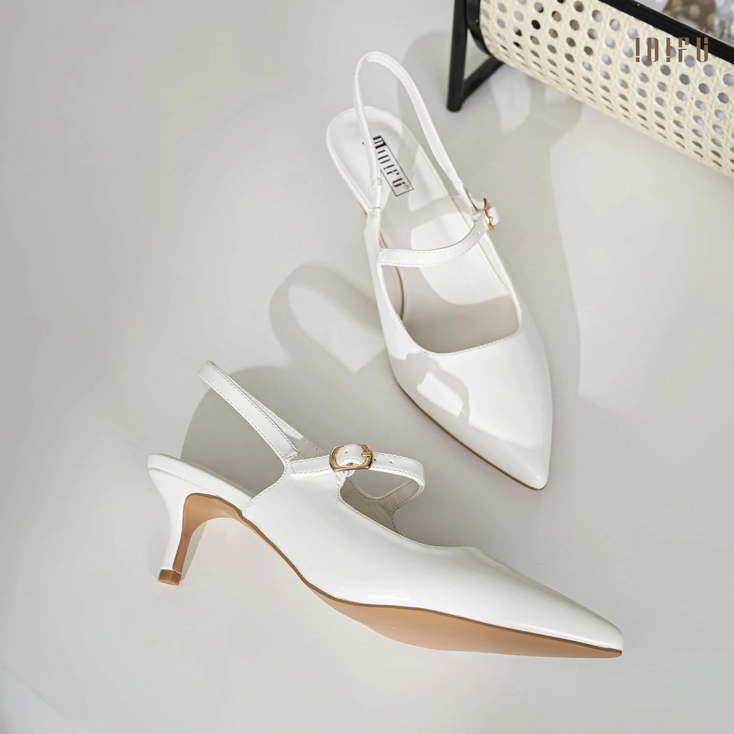 IDIFU IN2 Low Kitten Slingback Closed Toe Heels Pumps Wedding Bridal Prom Party Work Office Dress Shoes for Women Comfortable Dressy Formal Short Small Pointed Toe Heels