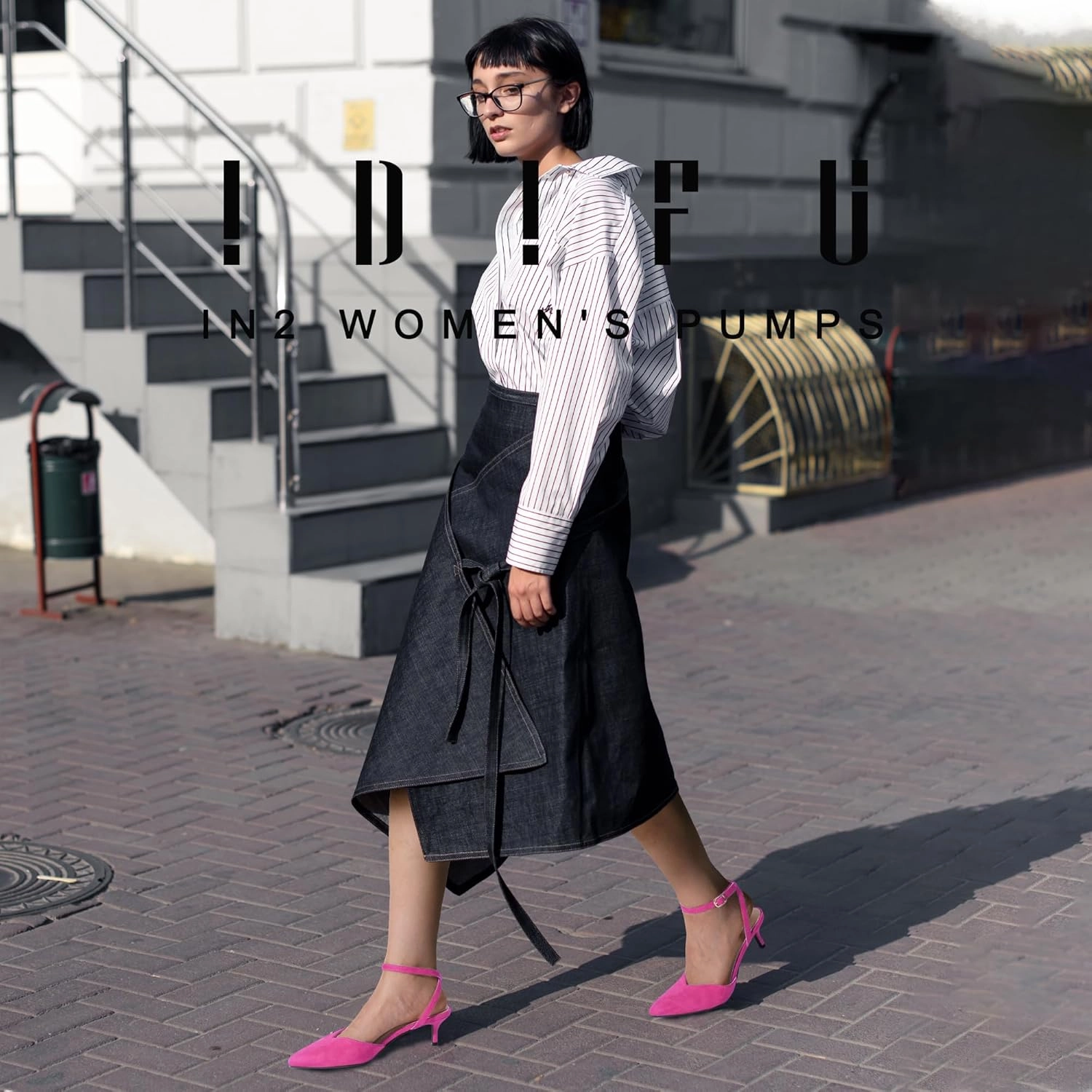 IDIFU IN2 Women's Pumps Closed Toe Kitten Heels Slingback Low Pointed Toe Short Ankle Strap Heels Wedding Bride Prom Bridal Work Dress Shoes for Women Comfortable Cute Trendy Pumps Shoes
