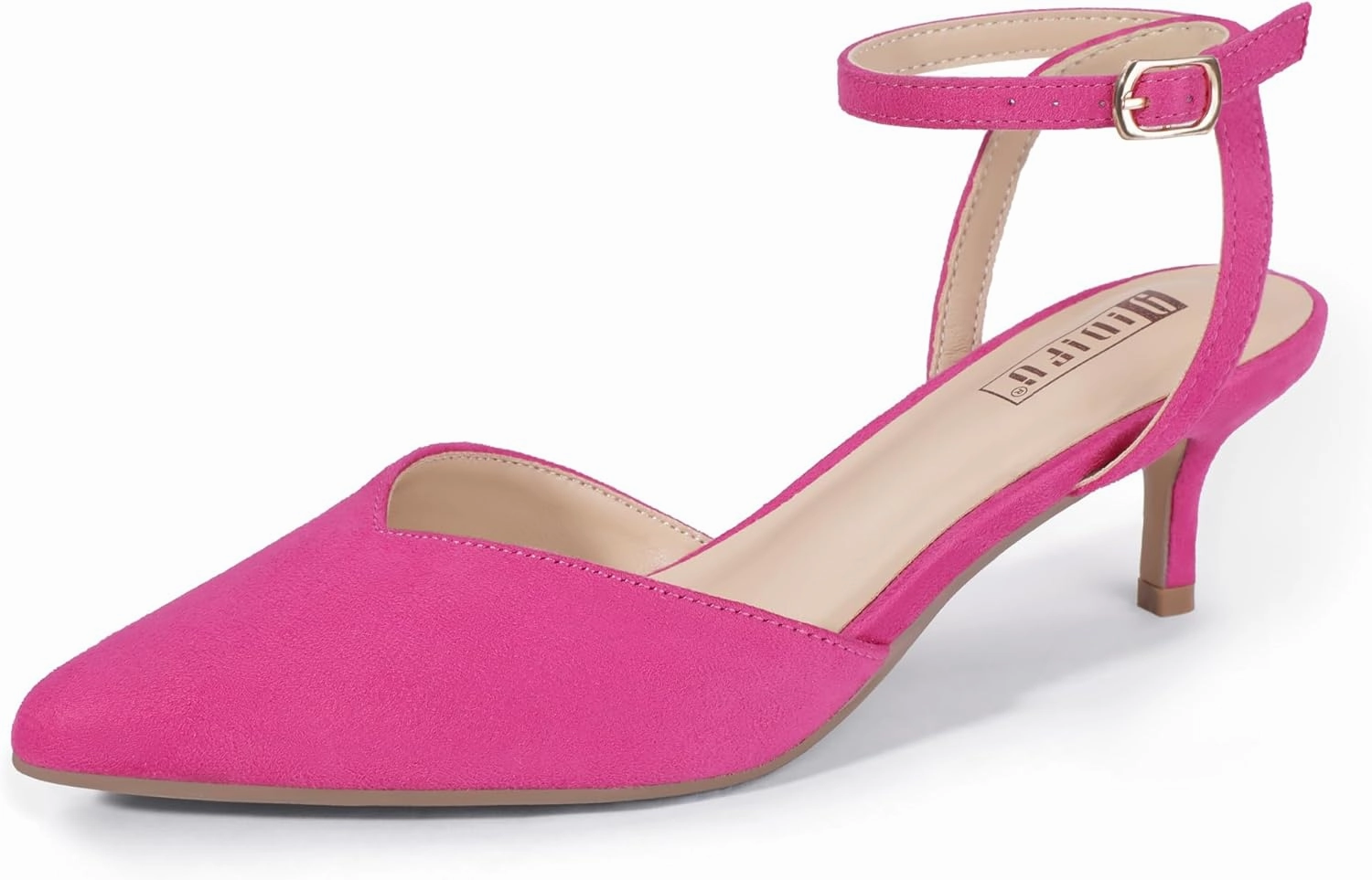 IDIFU IN2 Women's Pumps Closed Toe Kitten Heels Slingback Low Pointed Toe Short Ankle Strap Heels Wedding Bride Prom Bridal Work Dress Shoes for Women Comfortable Cute Trendy Pumps Shoes