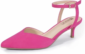 IDIFU IN2 Women's Pumps Closed Toe Kitten Heels Slingback Low Pointed Toe Short Ankle Strap Heels Wedding Bride Prom Bridal Work Dress Shoes for Women Comfortable Cute Trendy Pumps Shoes