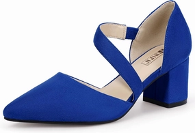 IDIFU IN2 Women's Pumps Closed Toe Strappy Heels Low Block Chunky Heels Dressy Wedding Bride Bridesmaid Prom Graduation Business Dress Shoes for Women Comfortable Formal Pointed Toe Short Small Heels